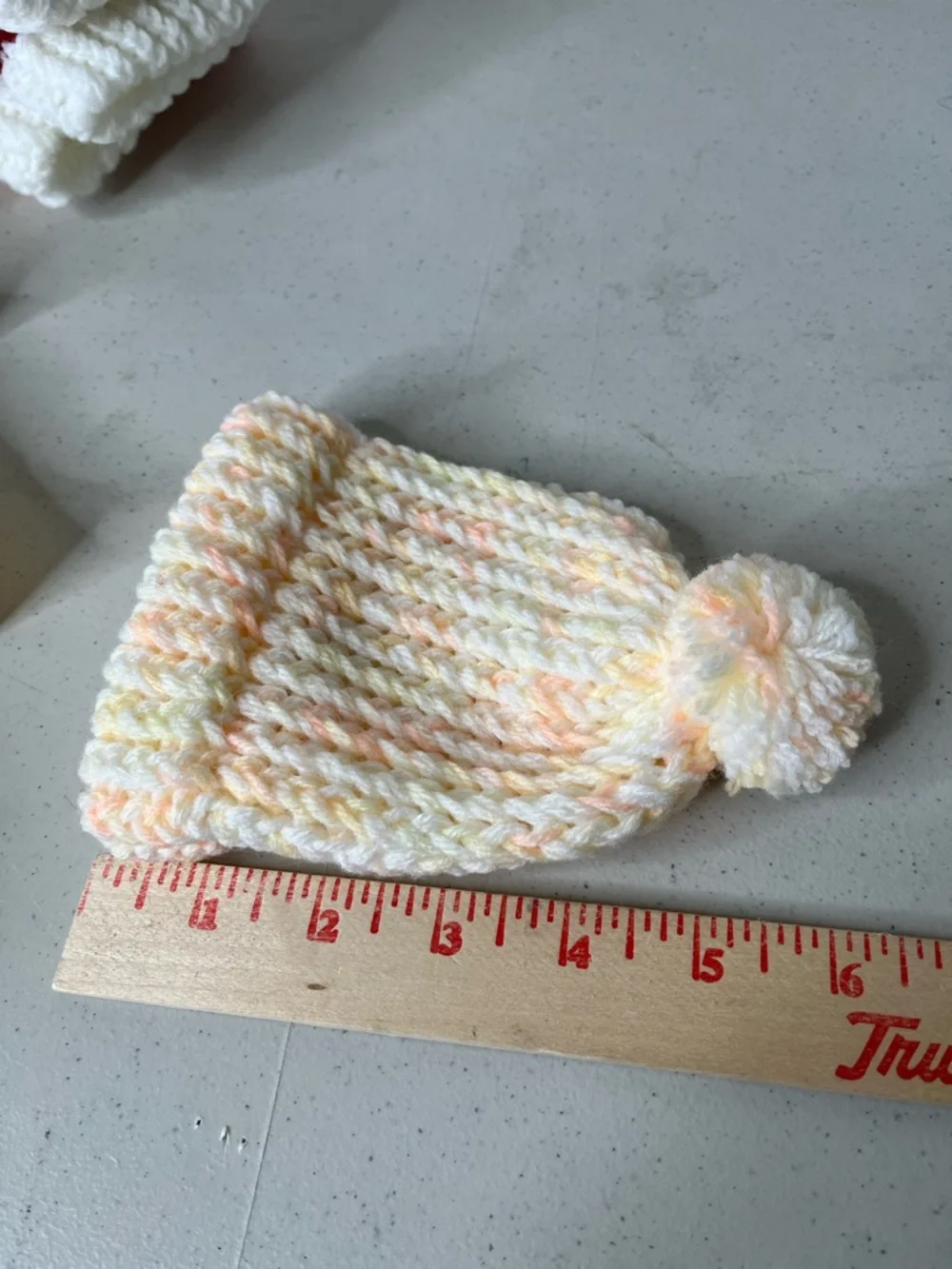 Newborn Baby Beanie - Pastel Yellow & Peach
